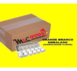 CAIXA OVOS GRANDE BRANCO EMBALADO C/30 DÚZIAS
